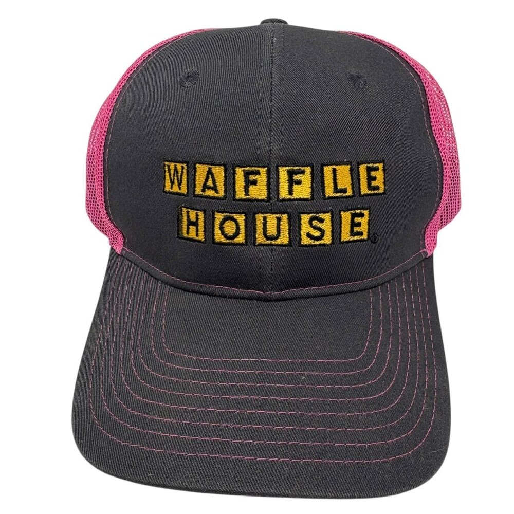 Waffle House Trucker Hat Snapback Gray Pink Mesh Employee Work Adjustable Unisex